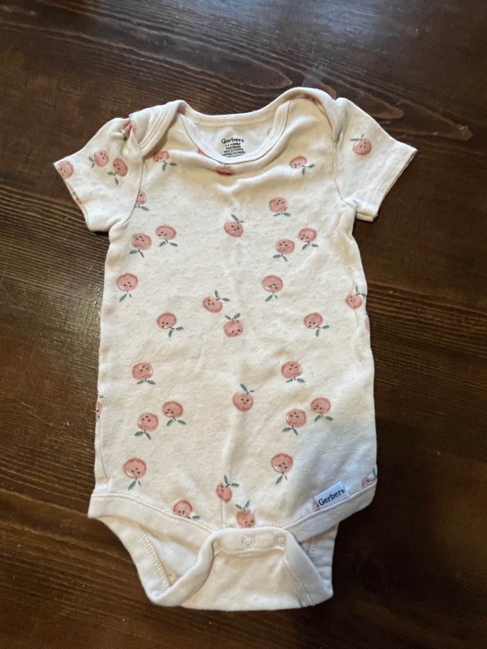 Gerber Baby Girl Pastel Peach Short Sleeve Onesies Bodysuit 3-6M